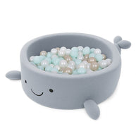 MeowBaby Ballenbak Walvis Bouclé blauw met zachte wanden en speelkleurige ballen