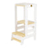 MeowBaby Houten Learning Tower wit met houten platform en stabiele constructie voor kinderen