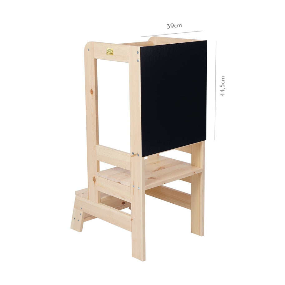 MeowBaby Houten Learning Tower met schrijfbord van hout, verstelbaar en veilig voor kinderen