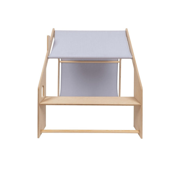 MeowBaby Houten Speelhuisje voor Kinderen Natural met blauwe luifel en natuurlijke afwerking