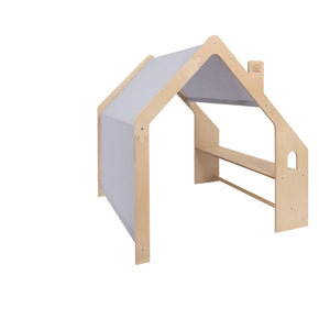 MeowBaby® Natural Wooden House for Kids - Blue Roof