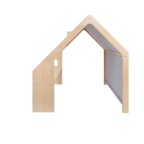 MeowBaby® Natural Wooden House for Kids - Blue Roof