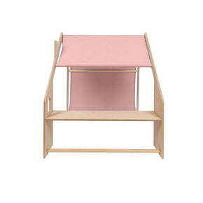 MeowBaby Houten Speelhuisje voor Kinderen Natural met roze luifel, veilig en duurzaam design