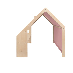 MeowBaby® Natural Wooden House for Kids - Pink Roof