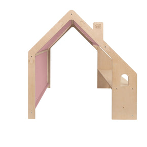 MeowBaby® Natural Wooden House for Kids - Pink Roof