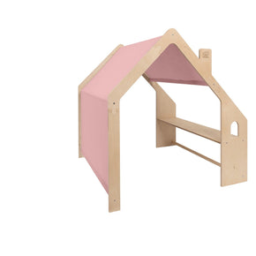 MeowBaby® Natural Wooden House for Kids - Pink Roof