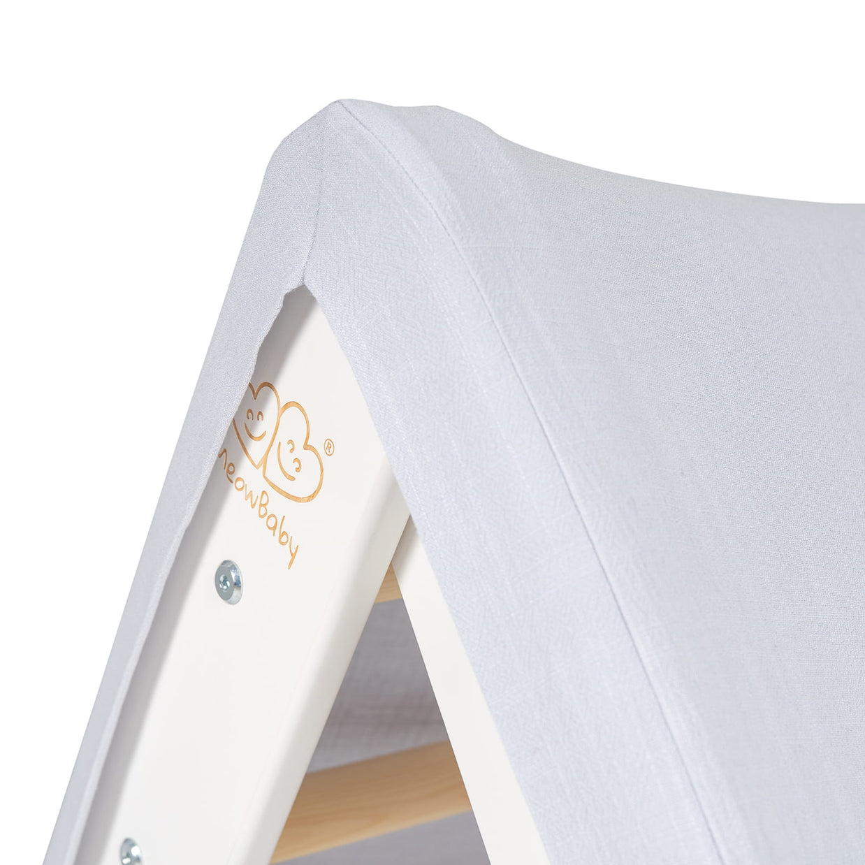 Detail van blauw en grijs katoenen cover voor MeowBaby Houten Klimrek voor kinderen