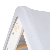 Detail van blauw en grijs katoenen cover voor MeowBaby Houten Klimrek voor kinderen