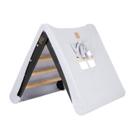 MeowBaby houten klimrek voor kinderen zwart met blauw-grijze katoenen tent cover