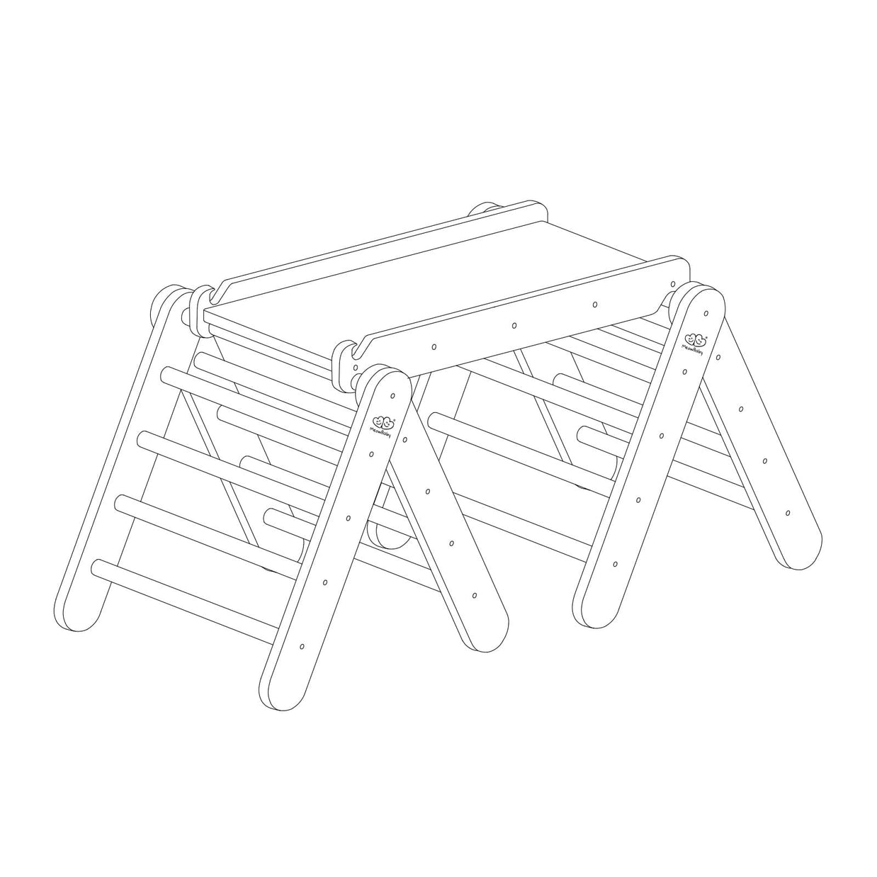 Climbing Triangle With Slide and Climbing Frame - Natural Wood