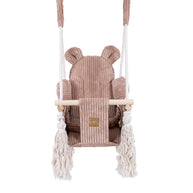 MeowBaby Indoor Baby Schommel Beer roze met zachte zitting en veiligheidsgordel