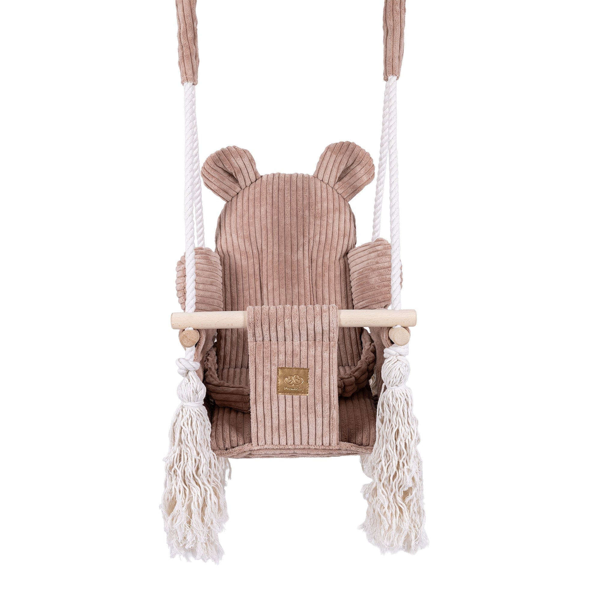 MeowBaby Indoor Baby Schommel Beer roze met zachte zitting en veiligheidsgordel