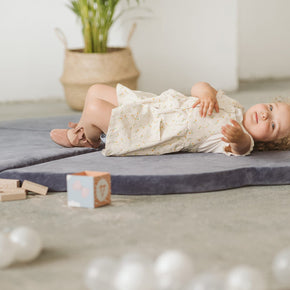 Play Mat for Kids - Cloud Shaped Blue-Grey Velvet