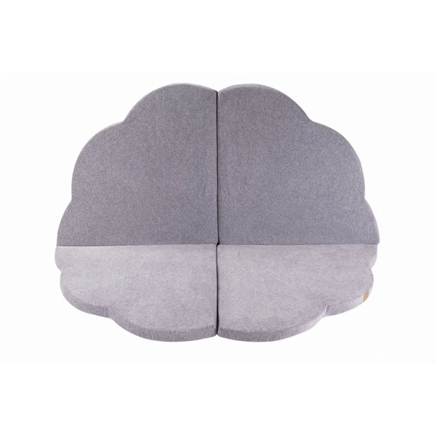MeowBaby Speelmat Light Grey Velvet in wolkvorm, zachte en veilige speelmat voor kinderen