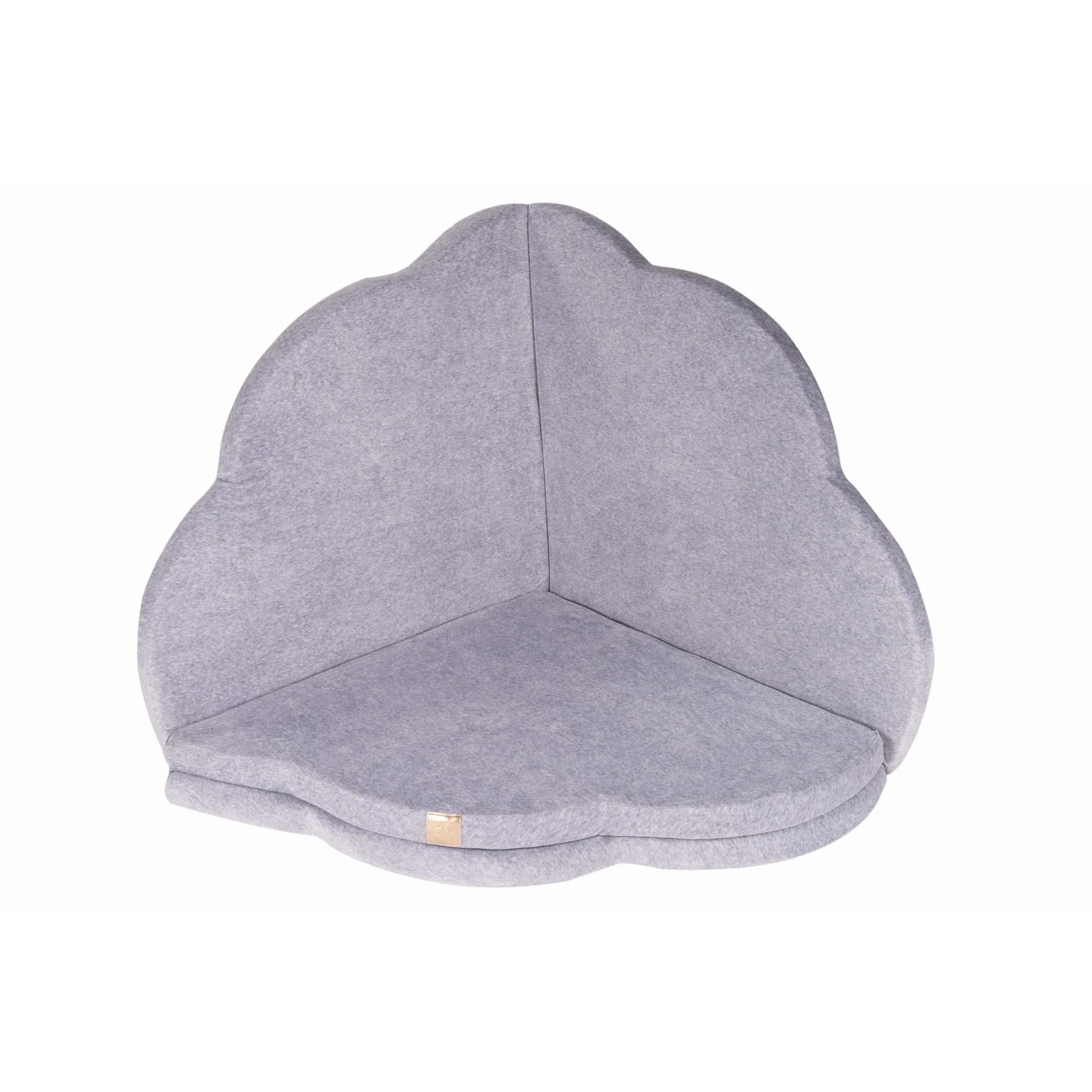 MeowBaby Speelmat Light Grey Velvet gevouwen als comfortabele zitzak voor kinderen