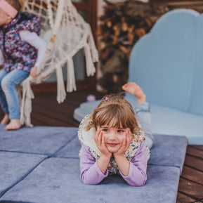 Play Mat for Kids - Square Blue-Grey Velvet