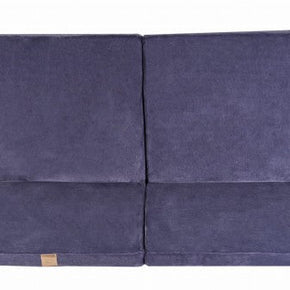 MeowBaby Speelmat Vierkant Blue Grey Velvet zacht kinder speelmat en zitkussen