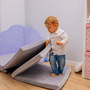 Play Mat for Kids - Square Light Grey Velvet