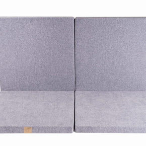 MeowBaby Speelmat Vierkant Light Grey Velvet opgevouwen als comfortabele zithoek voor kinderen