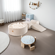 MeowBaby Speelset met Ballenbak Rib Ecru Parelmoer in lichte kinderkameromgeving