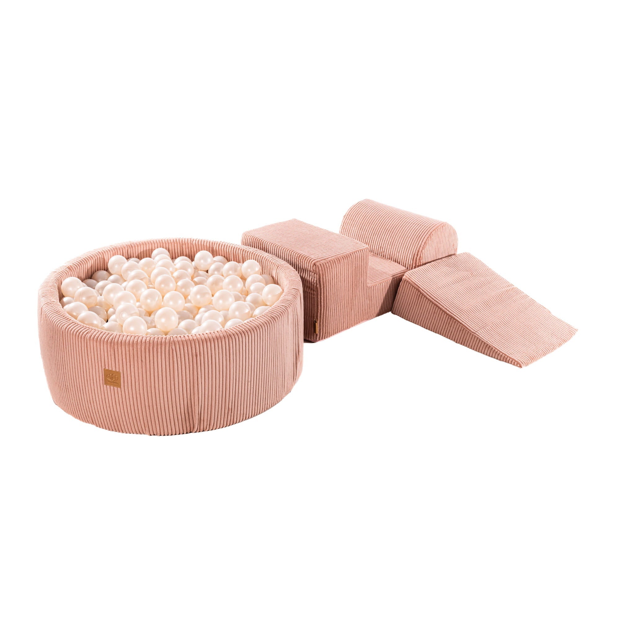 MeowBaby Speelset met Ballenbak Rib Roze Parelmoer met zachte modules en 200 ballen