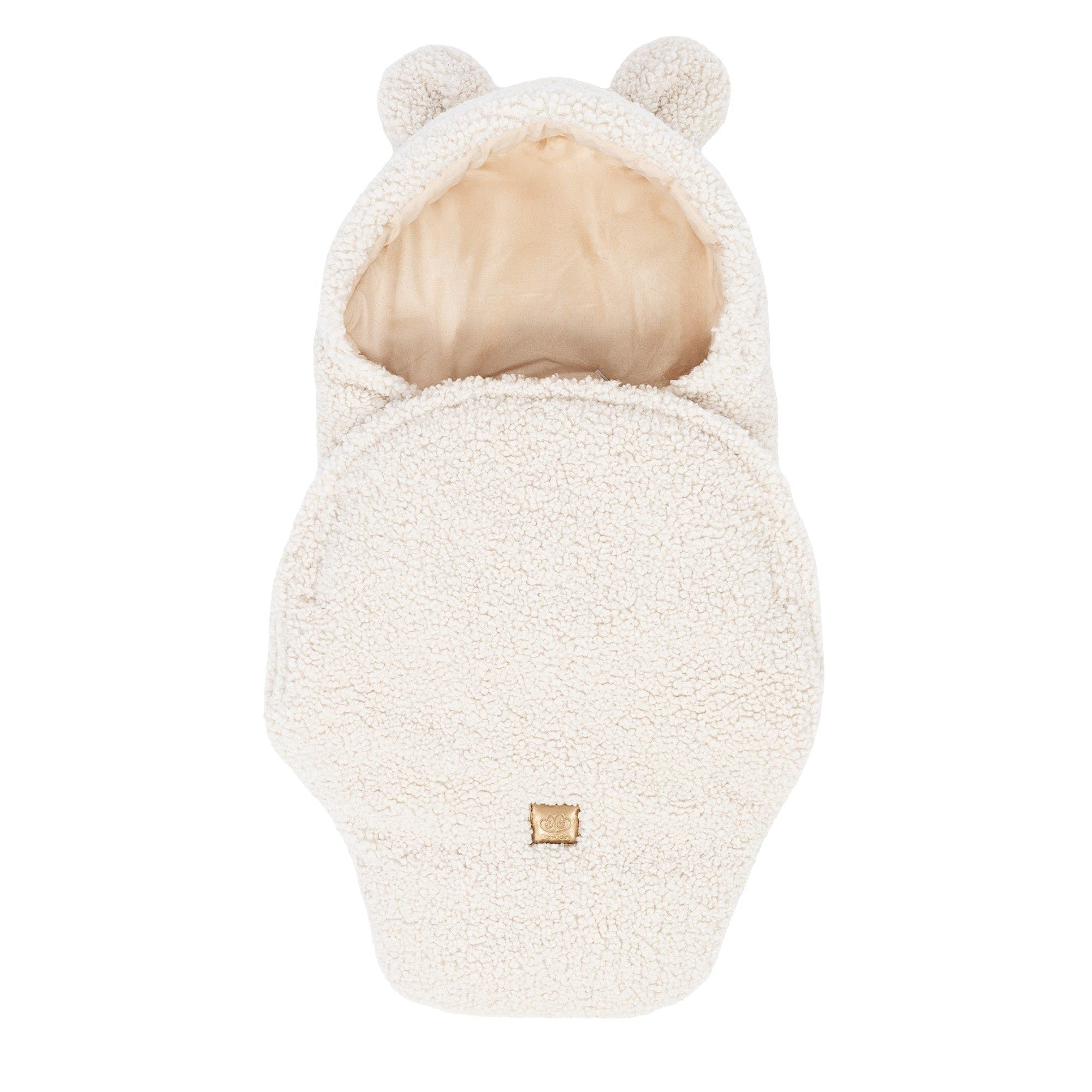 MeowBaby Wikkeldeken Bear Bearly Cream in zachte crèmekleur met schattige berenoortjes