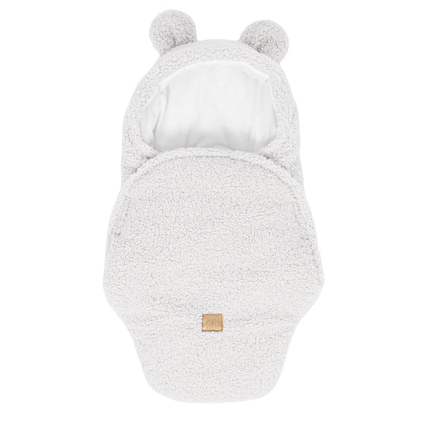 MeowBaby Wikkeldeken Bear off-white met zachte berenoortjes en comfortabel design