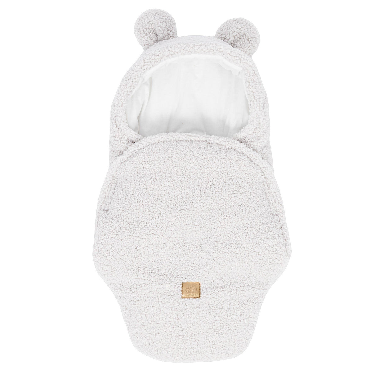 MeowBaby Wikkeldeken Bear off-white met zachte berenoortjes en comfortabel design