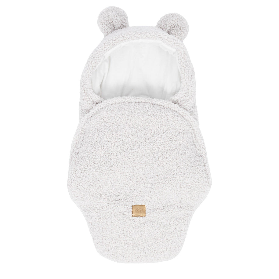 MeowBaby Wikkeldeken Bear off-white met zachte berenoortjes en comfortabel design