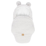 MeowBaby Wikkeldeken Bear off-white met zachte berenoortjes en comfortabel design