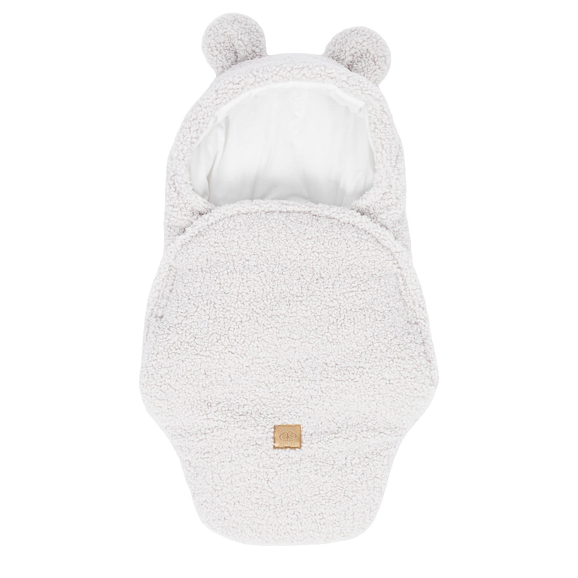 MeowBaby Wikkeldeken Bear off-white met zachte berenoortjes en comfortabel design