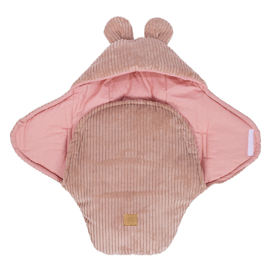 Baby Swaddle with Bear Ears – Powder Pink