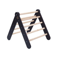 MeowBaby houten klimrek met glijbaan zwart voor kinderen, stimuleert motorische ontwikkeling.