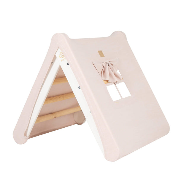 MeowBaby Houten Klimrek voor Kinderen Wit met roze cover en speels tenthuisje