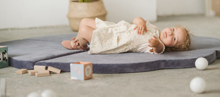 Play Mat for Kids - Cloud Shaped Blue-Grey Velvet