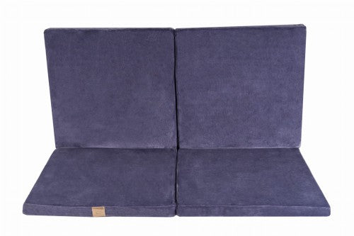 MeowBaby Speelmat Vierkant Blue Grey Velvet zacht kinder speelmat en zitkussen