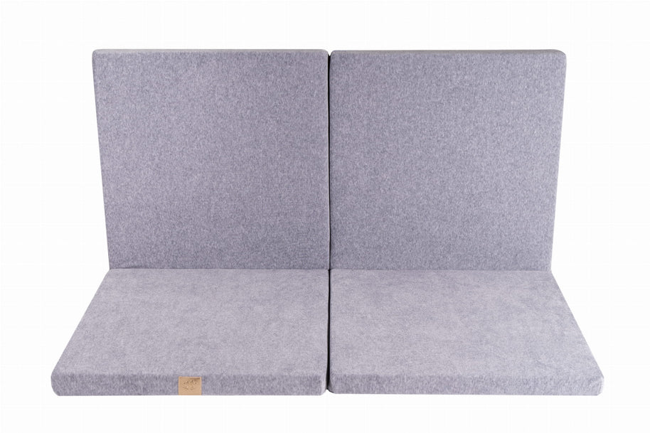 MeowBaby Speelmat Vierkant Light Grey Velvet opgevouwen als comfortabele zithoek voor kinderen