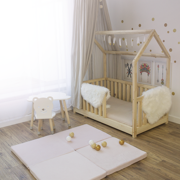 MeowBaby Speelmat Vierkant Velvet - Light Pink
