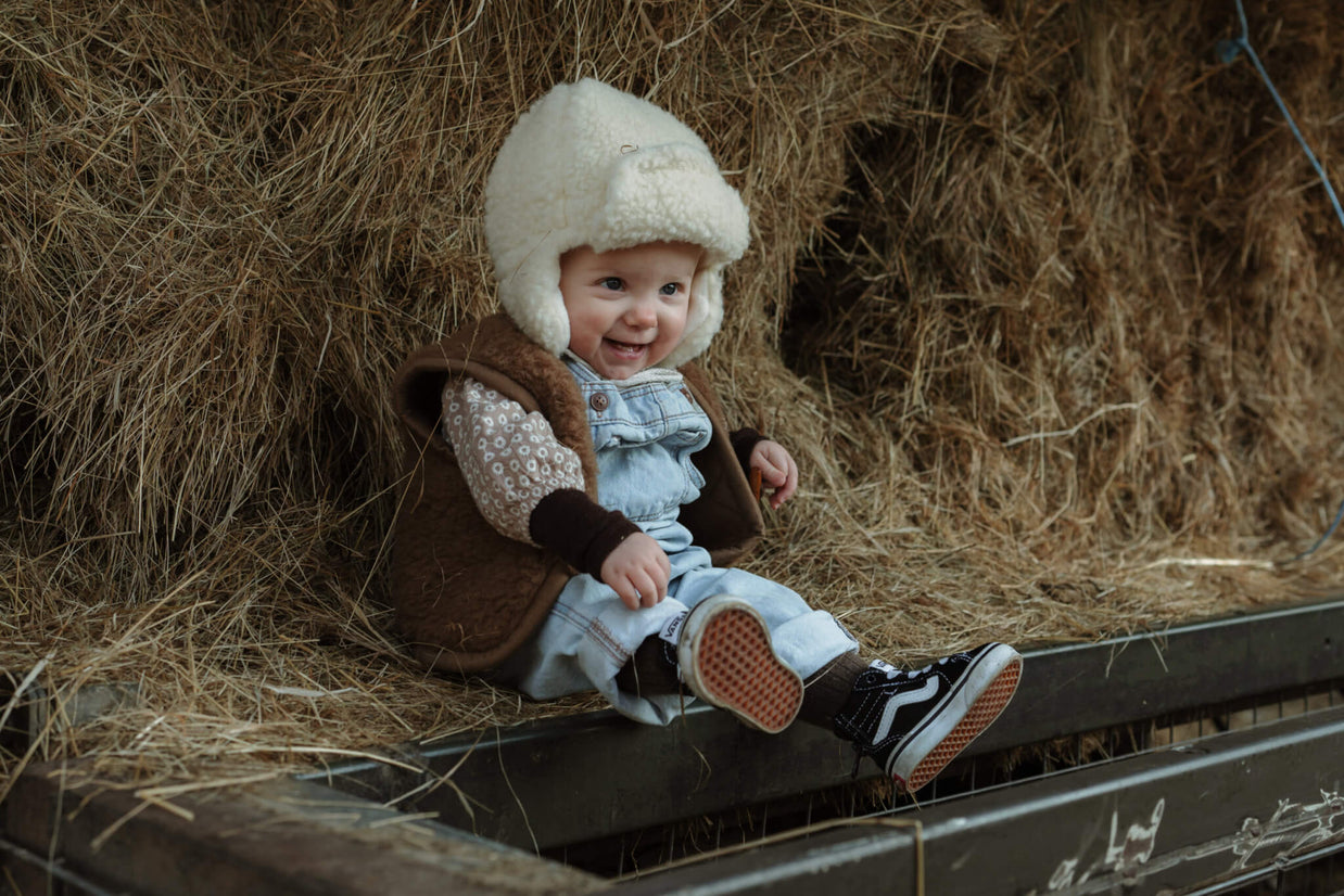 Merino wollen bodywarmer kind - Donkerbruin