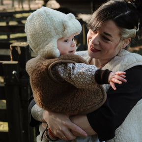 Merino wollen bodywarmer kind - Donkerbruin