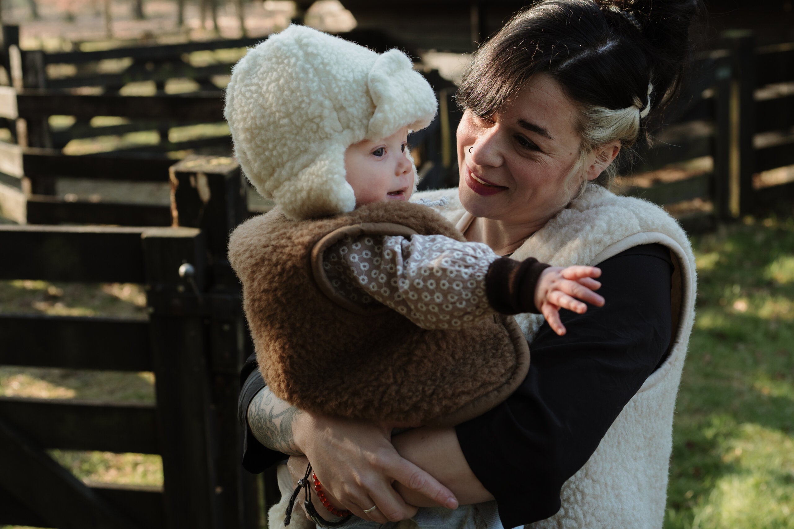 Merino wollen bodywarmer kind - Donkerbruin