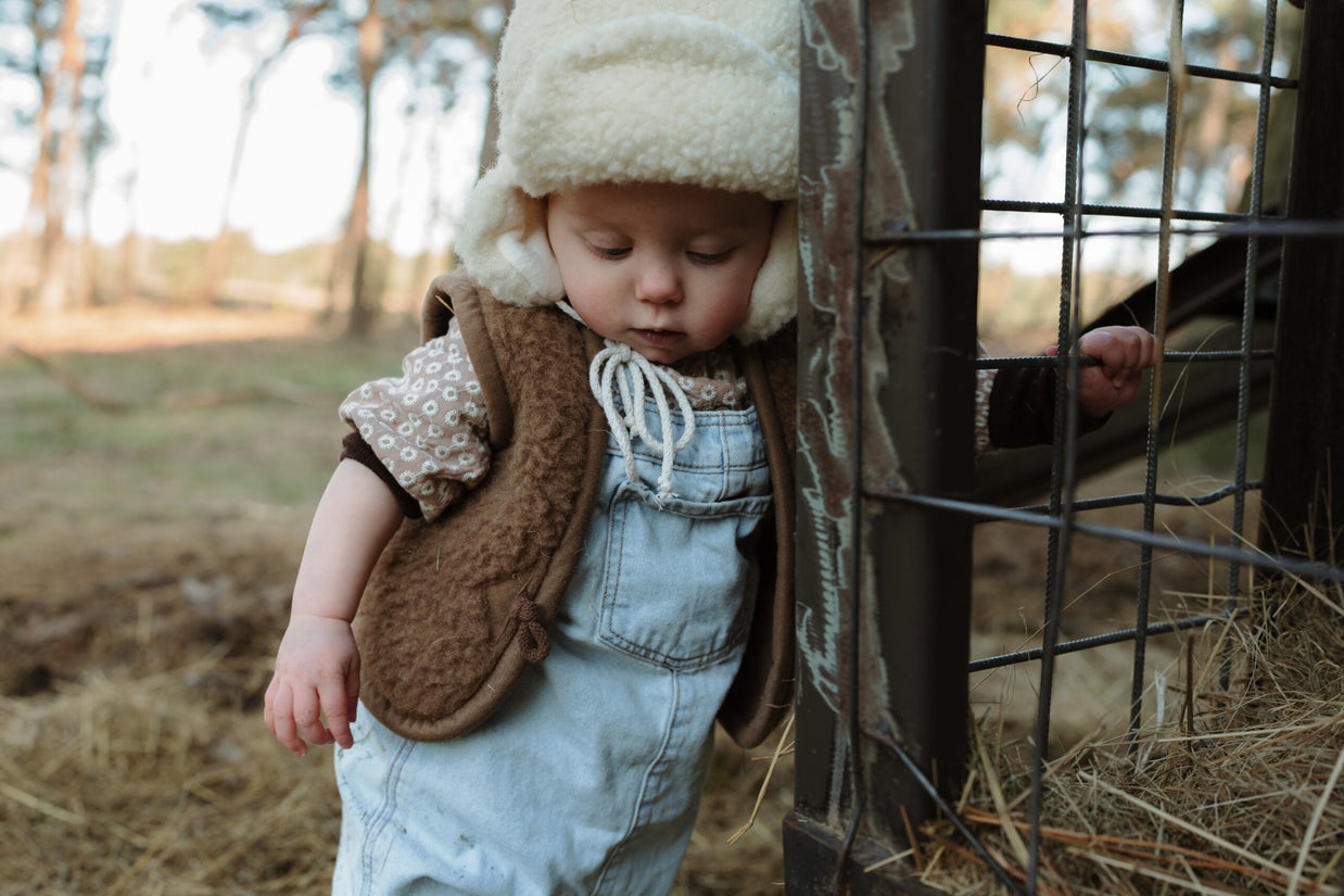 Merino wollen bodywarmer kind - Donkerbruin