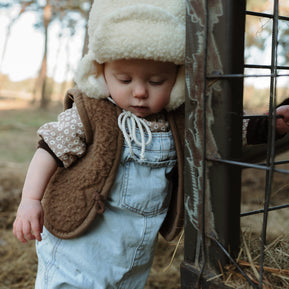 Merino wollen bodywarmer kind - Donkerbruin