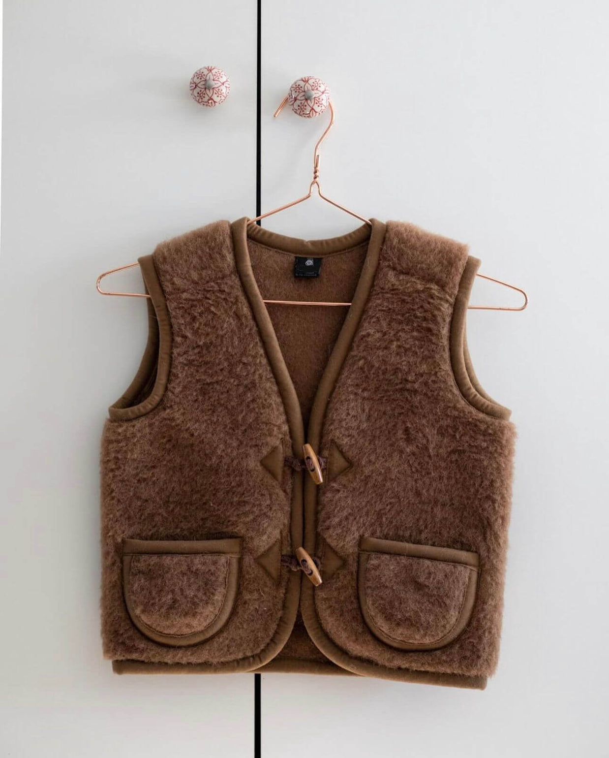 Merino wollen bodywarmer kind - Donkerbruin