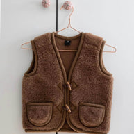 Merino wollen bodywarmer kind - Donkerbruin
