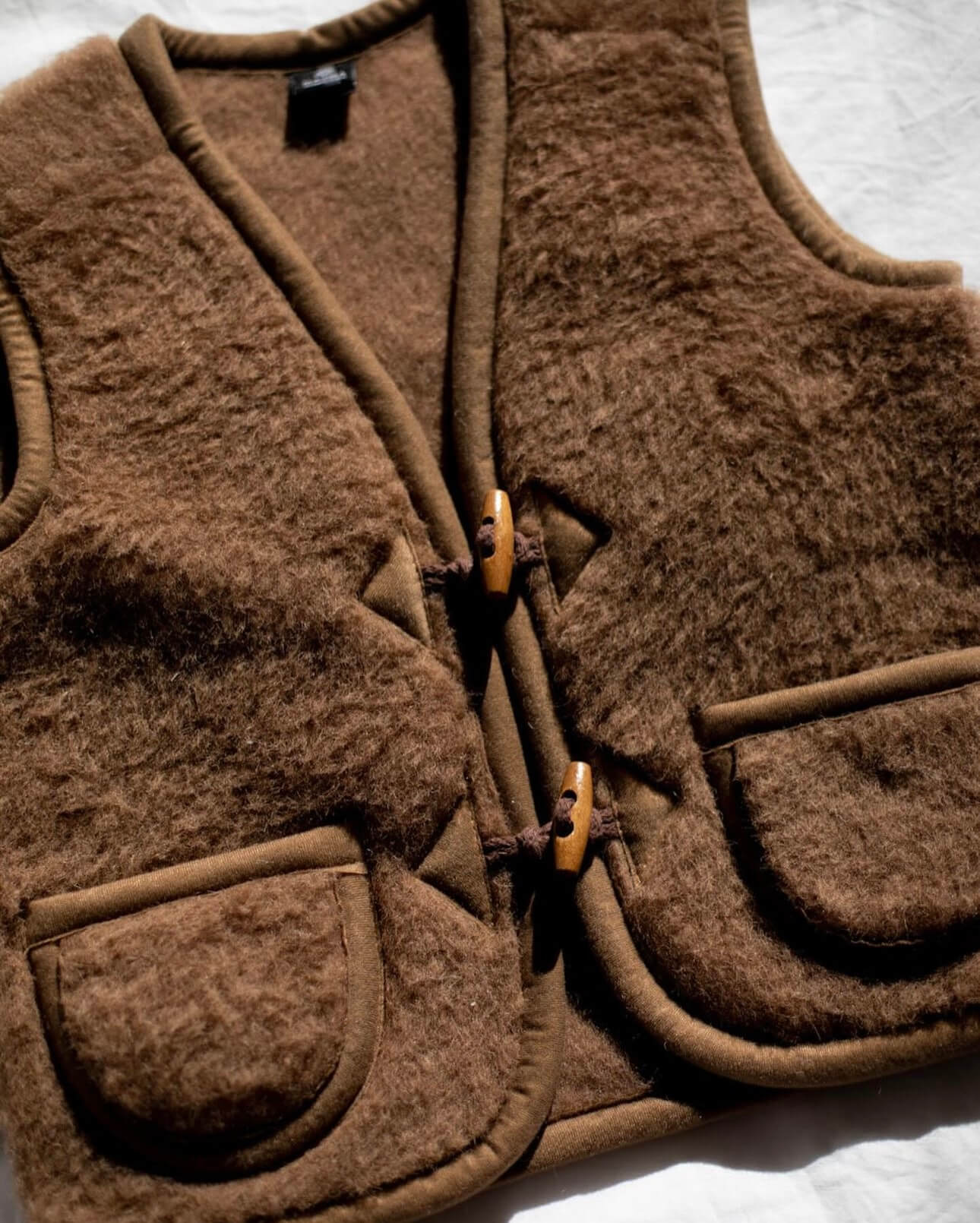 Merino wollen bodywarmer kind - Donkerbruin