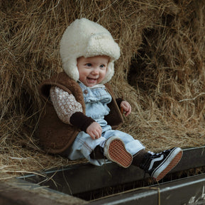 Merino wollen bodywarmer kind - Donkerbruin