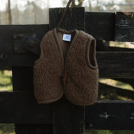 Merino wollen bodywarmer kind - Donkerbruin