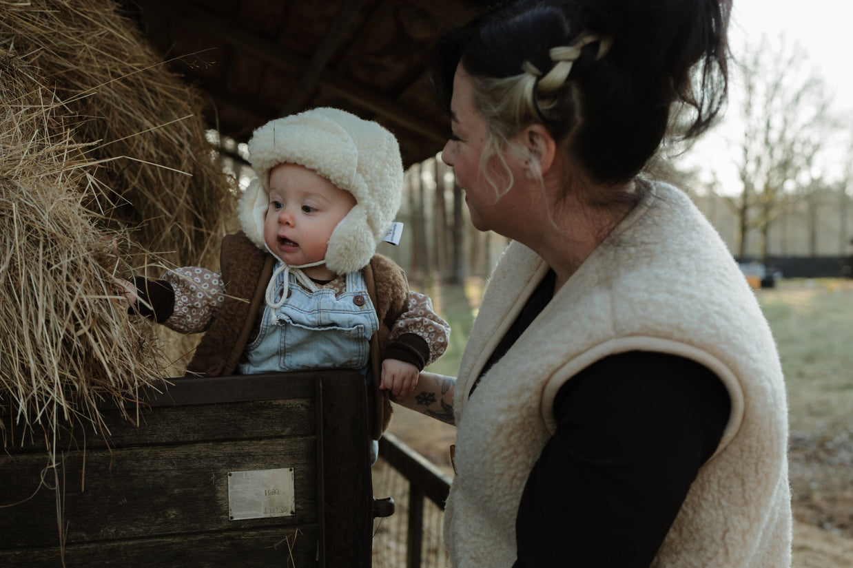 Merino wollen bodywarmer kind - Donkerbruin