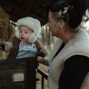 Merino wollen bodywarmer kind - Donkerbruin
